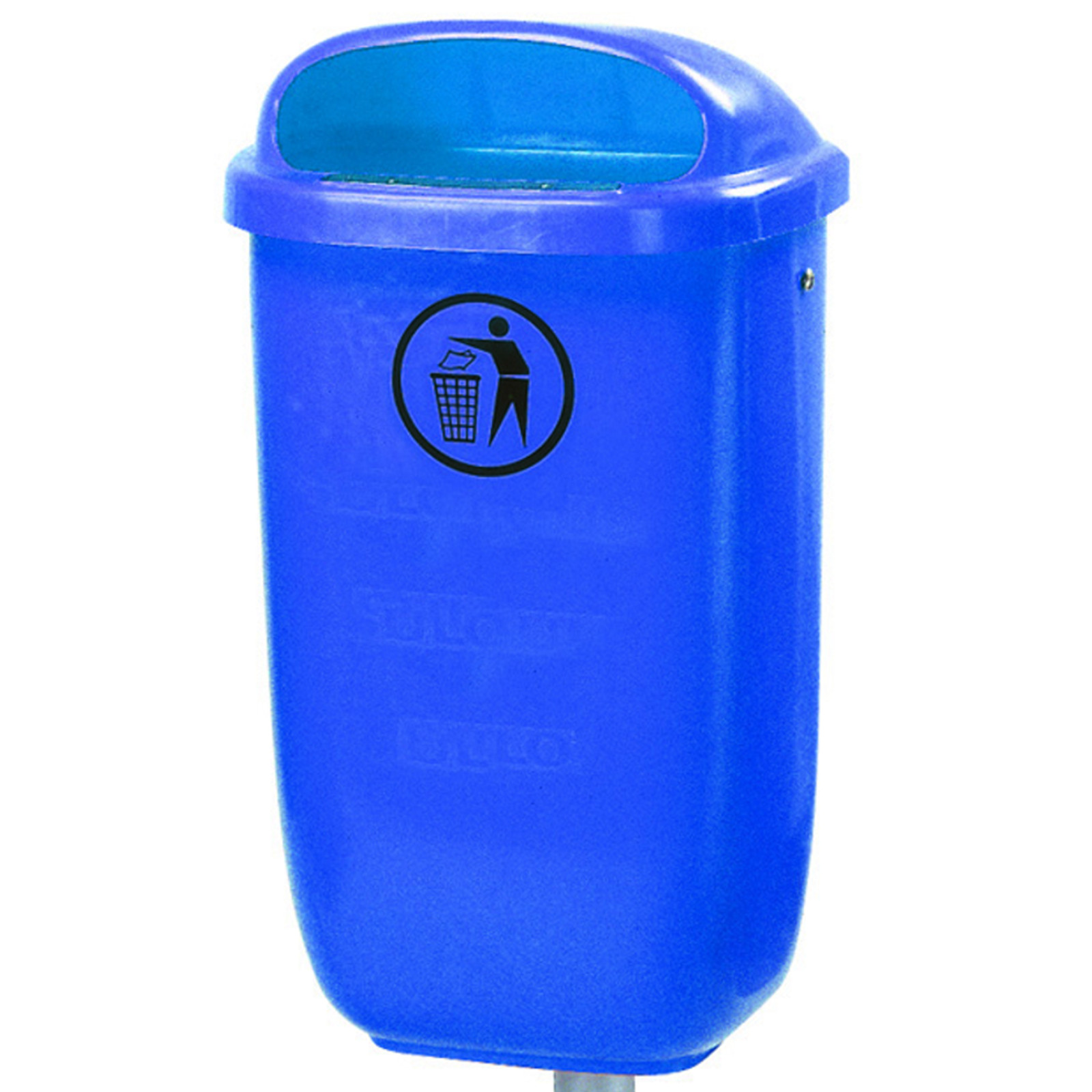 Kosz uliczny miejski pojemnik na śmieci na słupek lub ścianę DIN 50L - niebieski - sklep.odpady.org