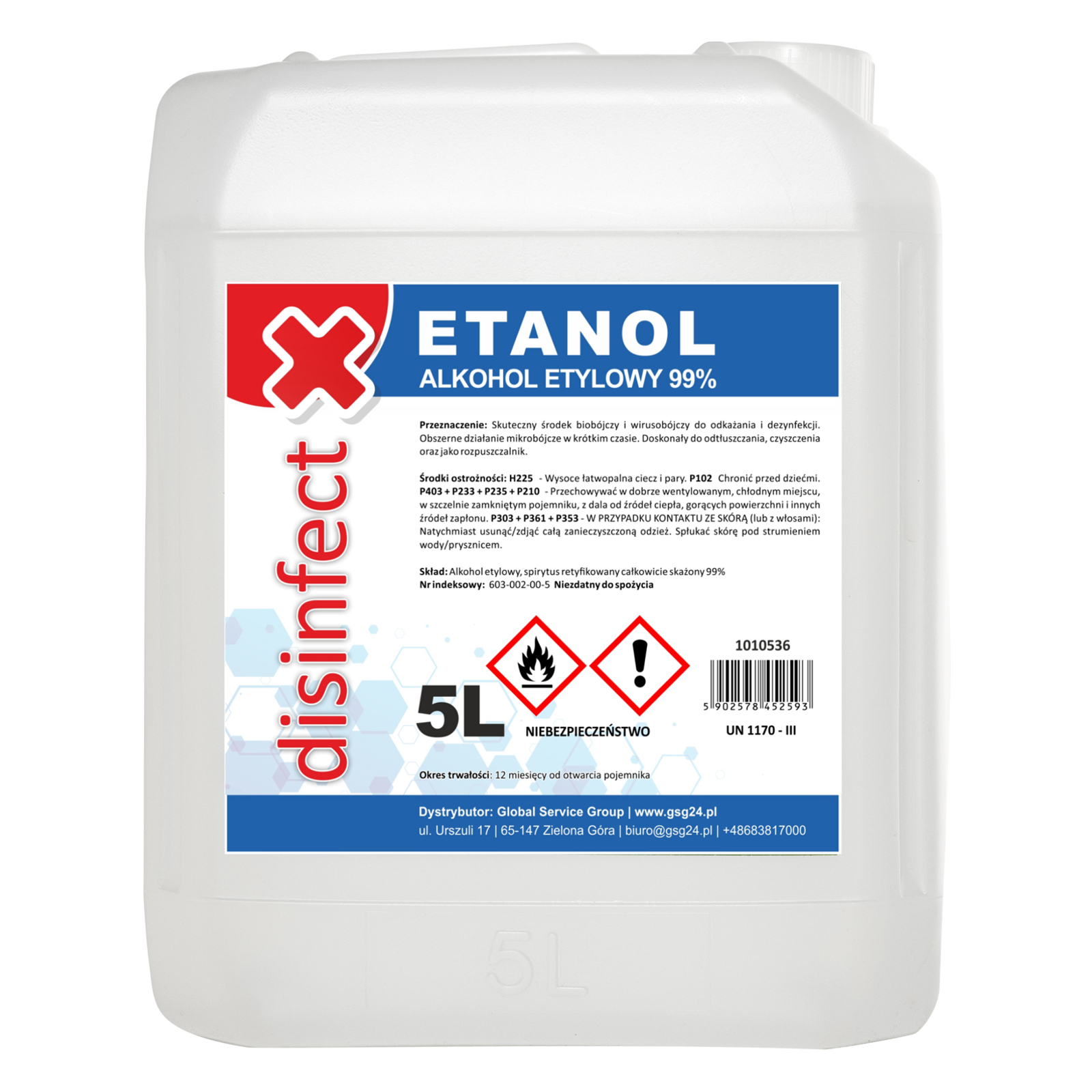 ETANOL - Alkohol etylowy skażony DISINFECT 99% 5L - sklep.odpady.org