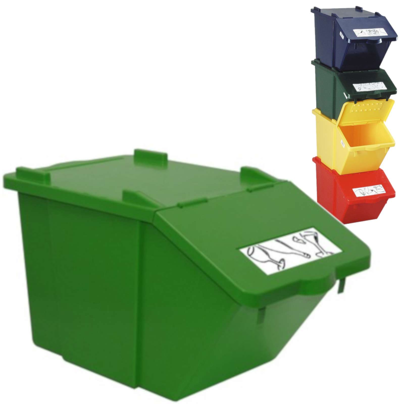 Pojemnik do sortowania odpadów piętrowy - zielony 45L - sklep.odpady.org